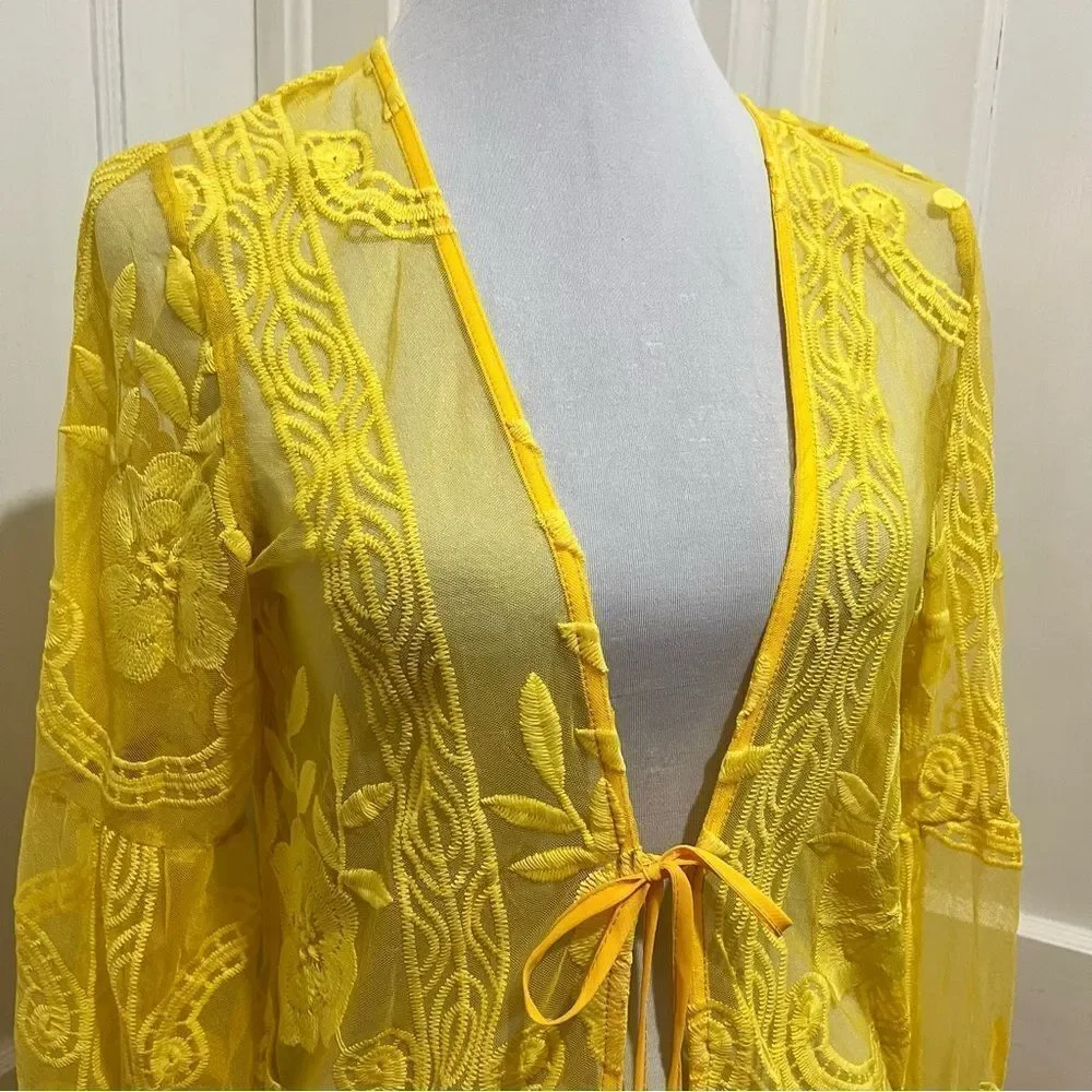 Bright Yellow Lace Swim Cover Up by L Love Women’s Large New Without Tags